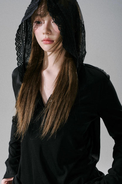 Lace Bow Loose Lyocell Top