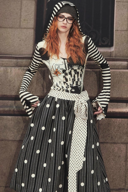 Hand-Painted Cat Chase Hooded Top