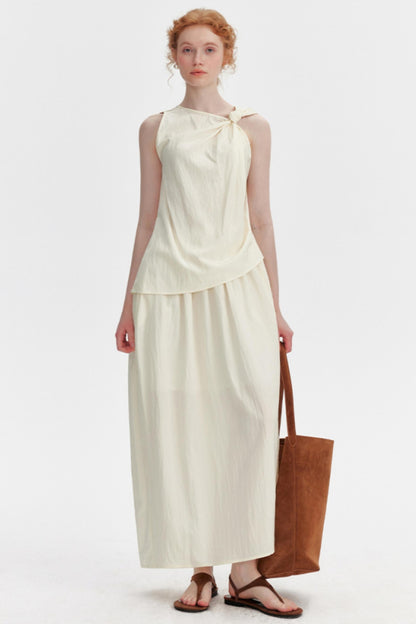 Textured Knot Vest & Skirt Set
