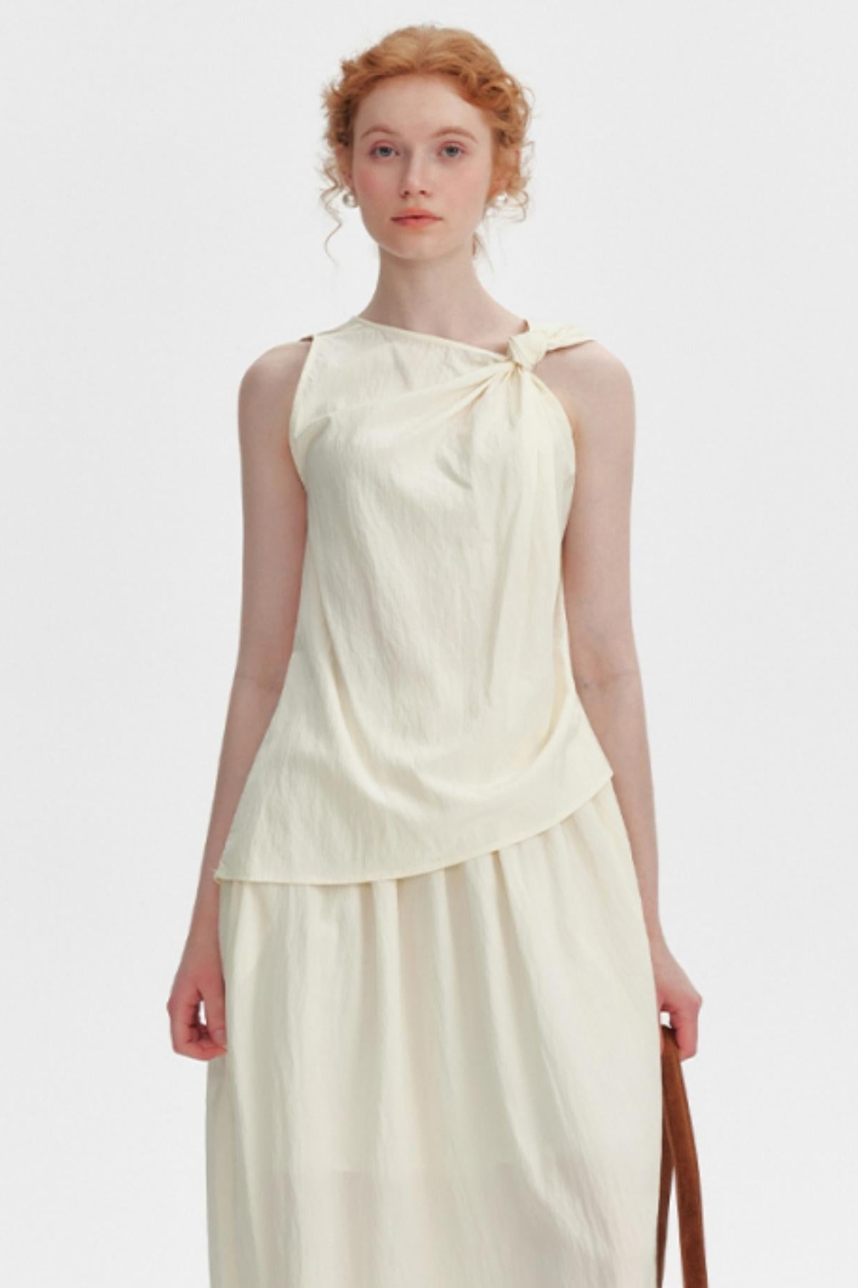 Textured Knot Vest & Skirt Set