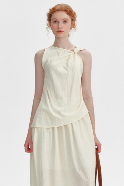 Textured Knot Vest & Skirt Set