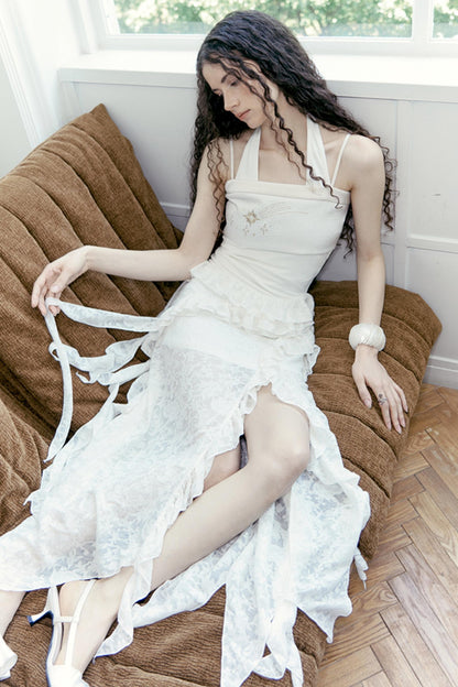 Lace Collar Knit Camisole Set