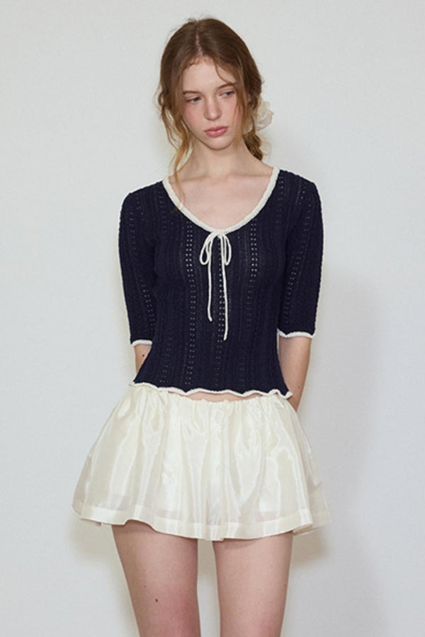 Lace Bow Tie Top