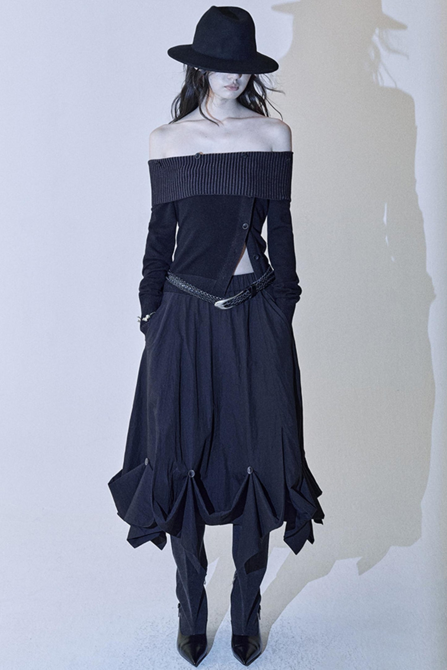 Light And Shadow One-shoulder Top