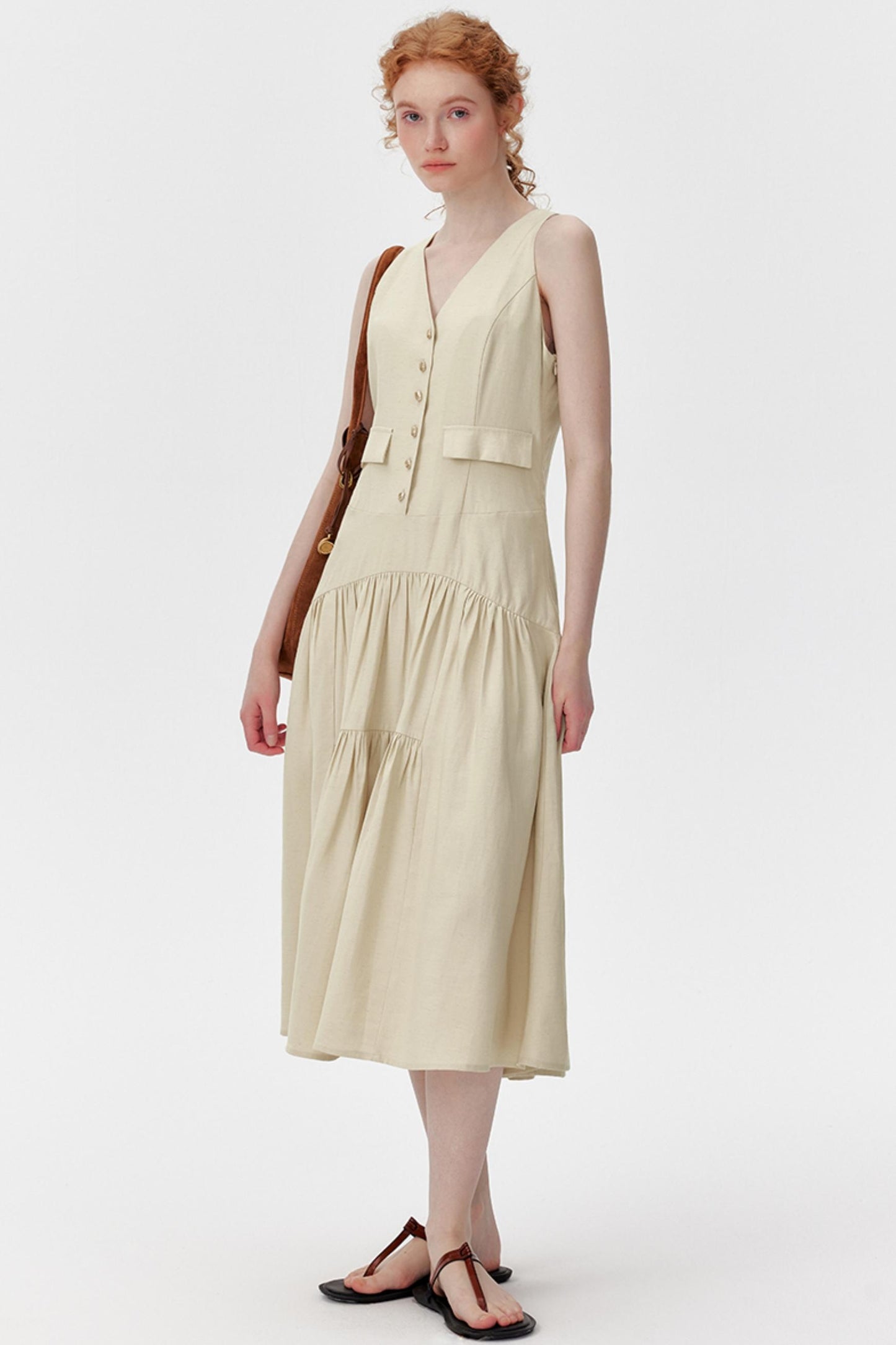 V-Neck Linen Summer Dress