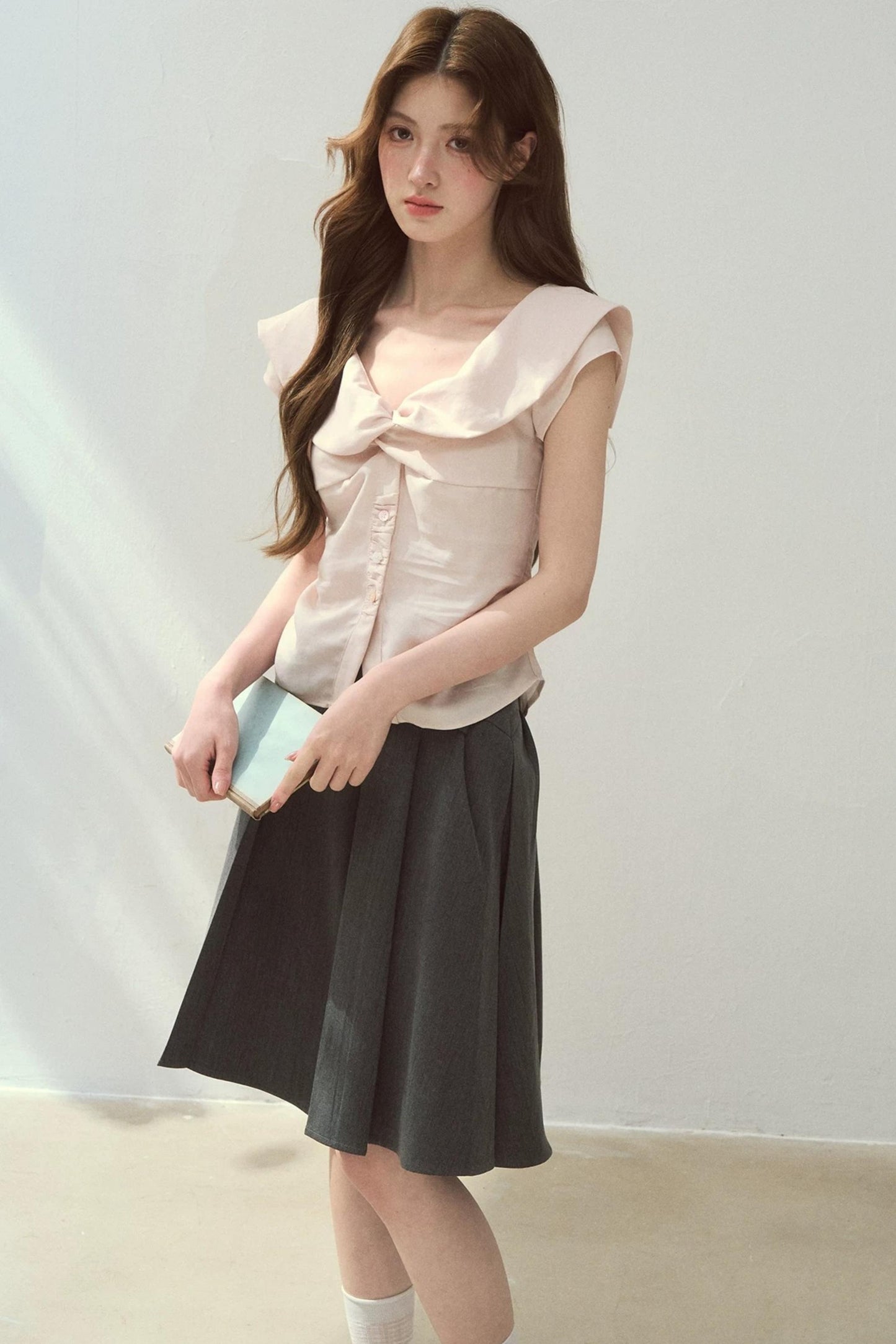 Mist Pink Lyocell Vintage Blouse