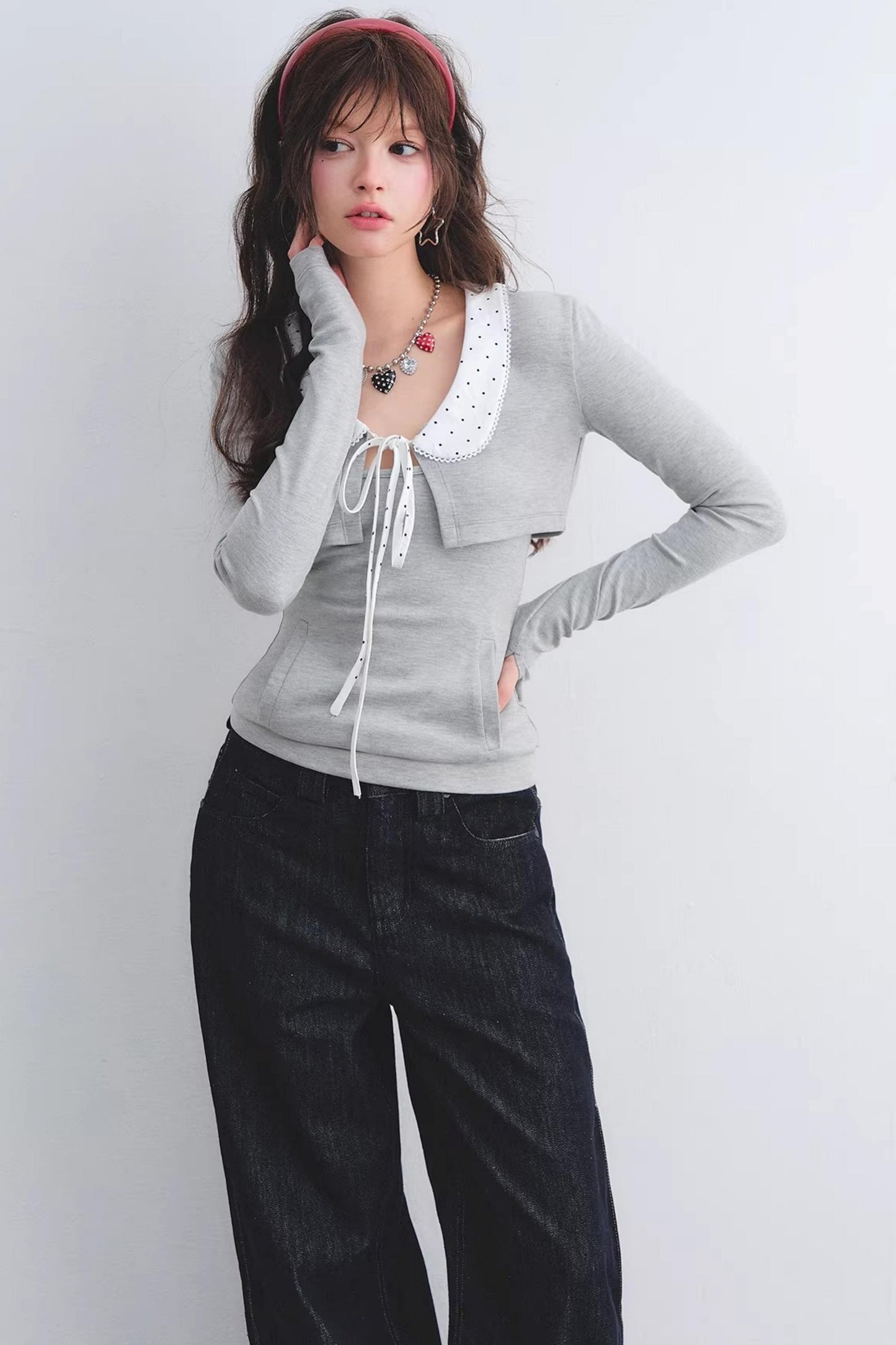 Polka Dot Lace Cardigan Set