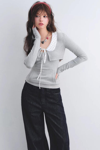 Polka Dot Lace Cardigan Set