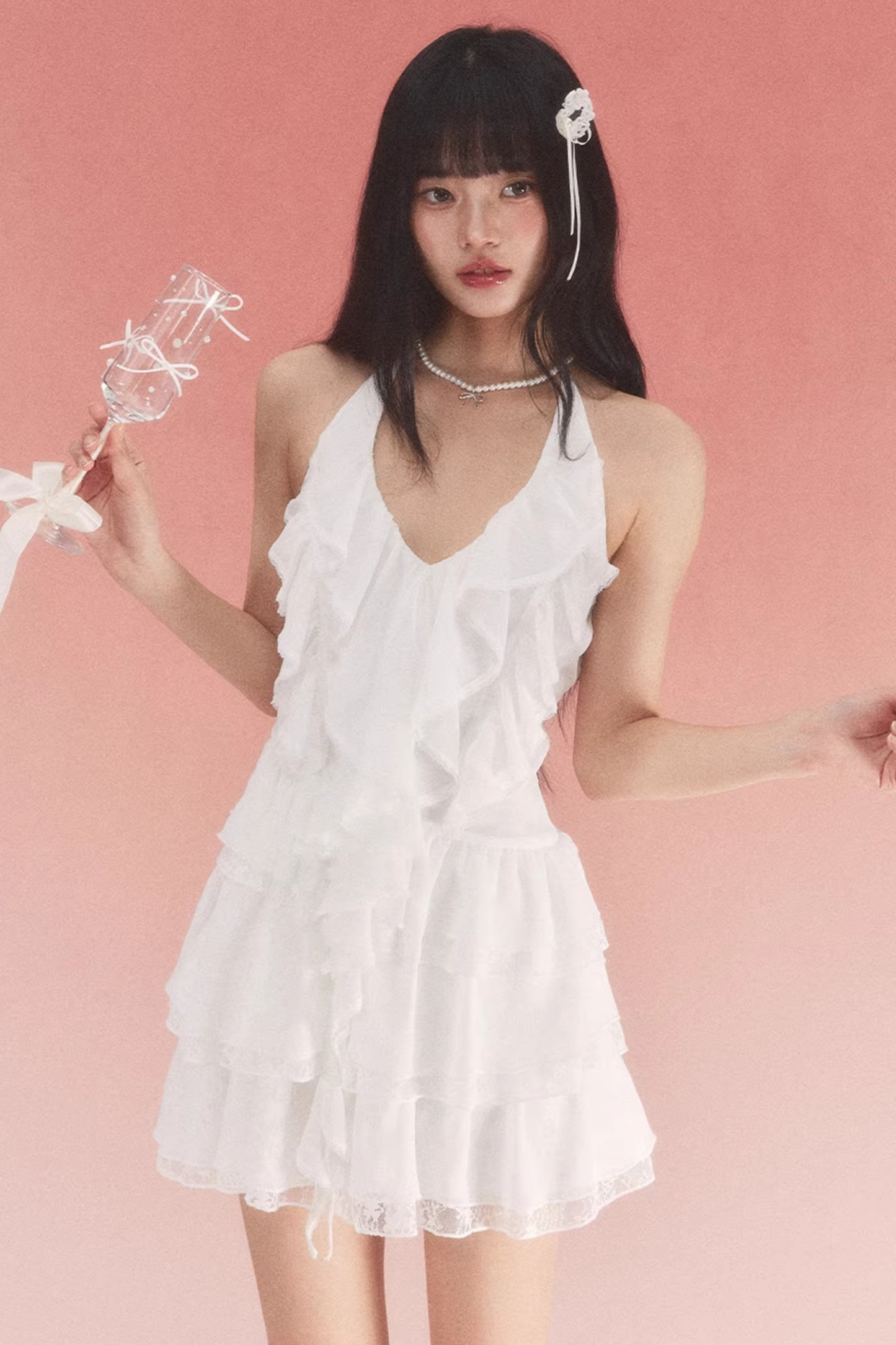Ruffled Halter Neck Dress