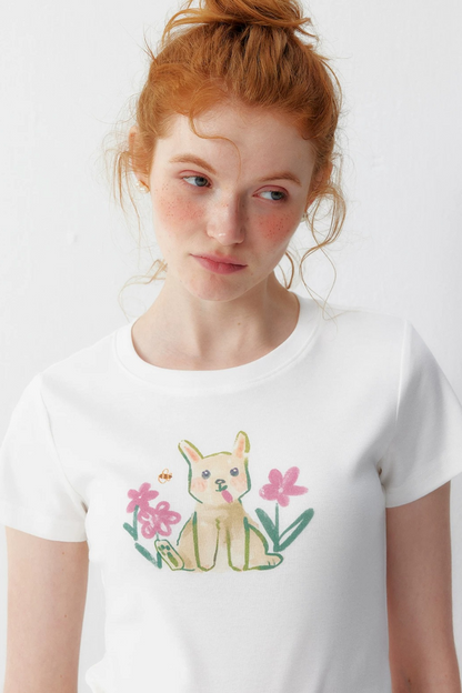 White Bunny Cotton Blouse