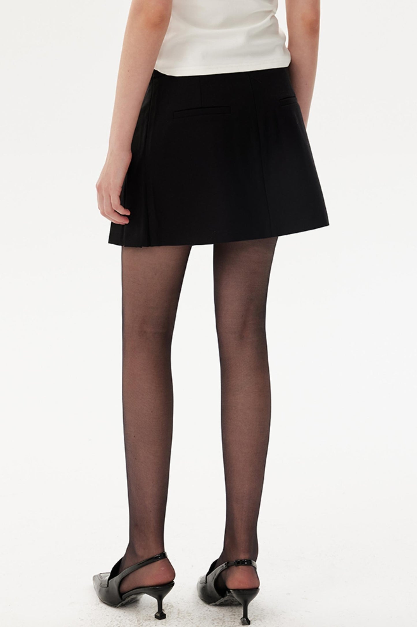 High-Waisted Pleated A-Line Skirt