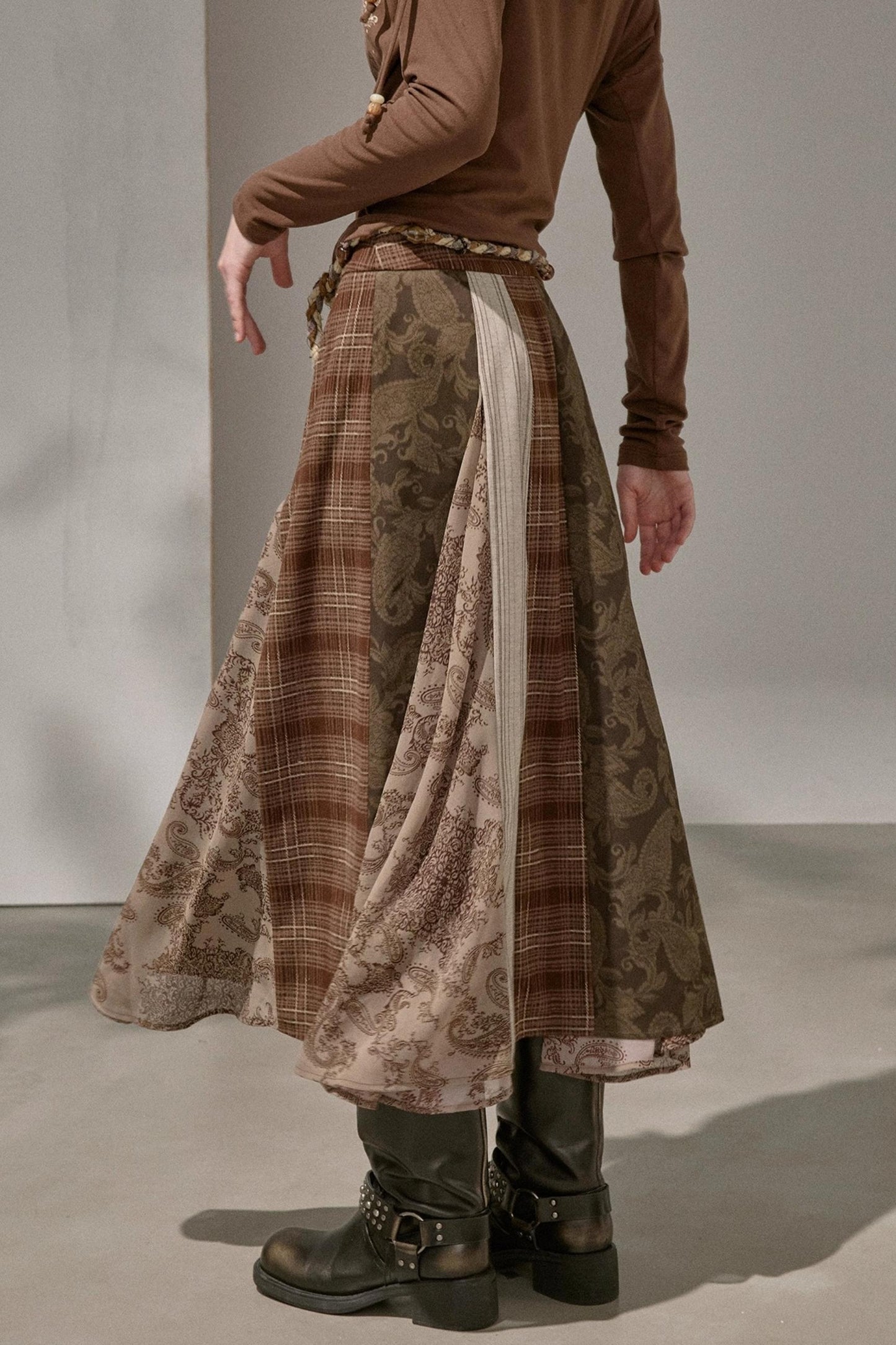 Vintage Floral Deconstructivism Midi Skirt