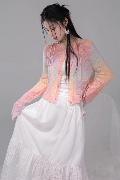 Gradient Rainbow Wool Cardigan