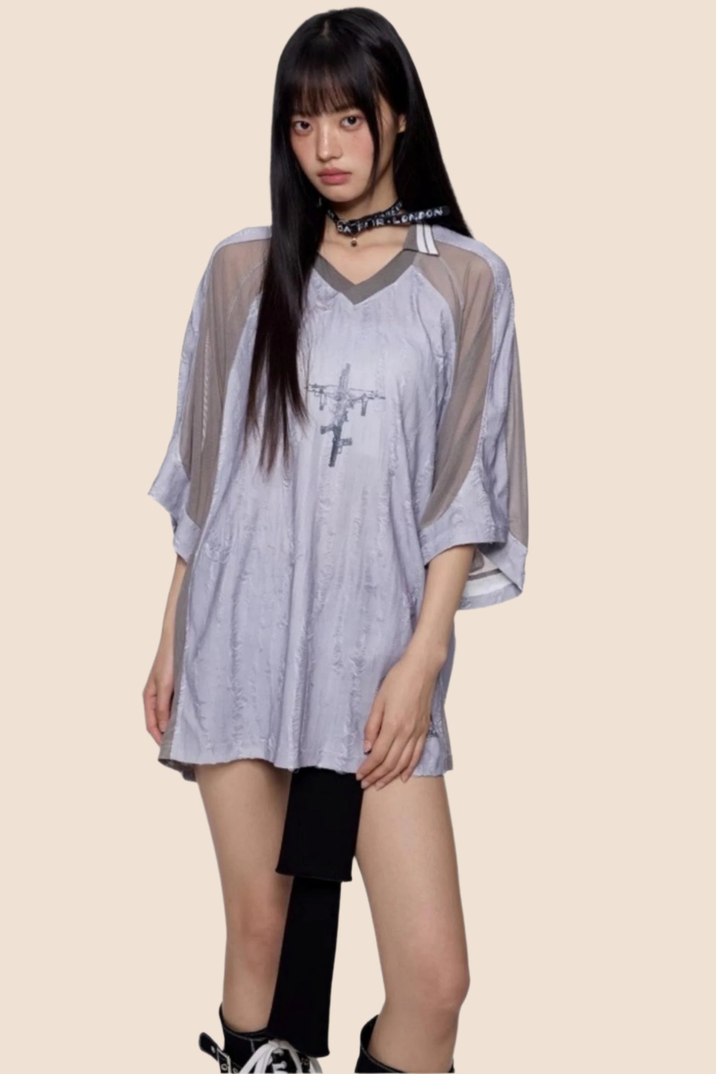 Slouchy Gray V-Neck Tee