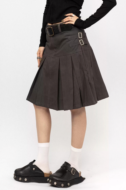 Retro Pleated A-Line Skirt