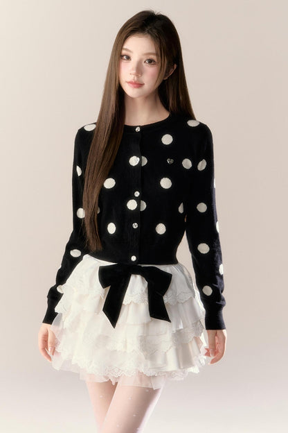 Velvet Polka Dot Cardigan