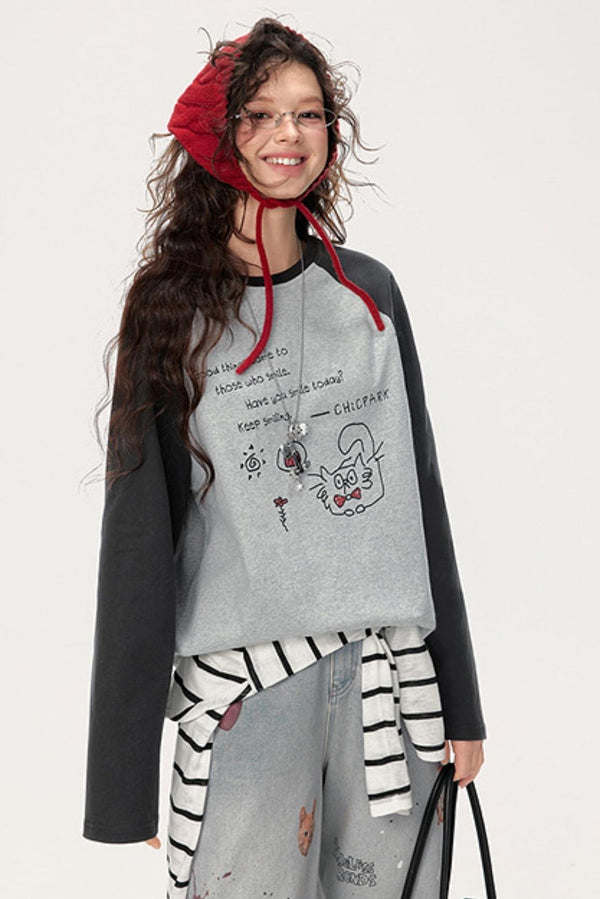 Color-Block Graffiti Top