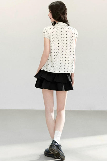 White Polka Dot Short Sleeve Shirt