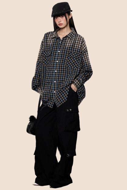 Plaid Gradient Retro Check Shirt