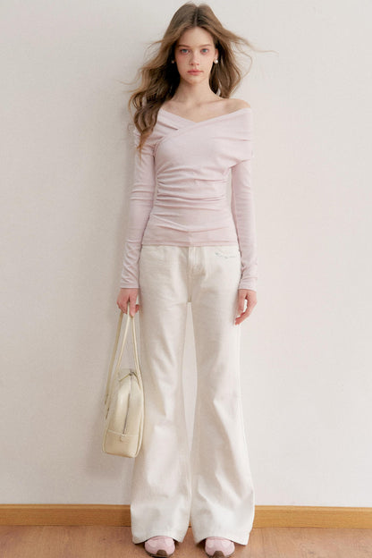 Romantisches Woll-Falten-Top