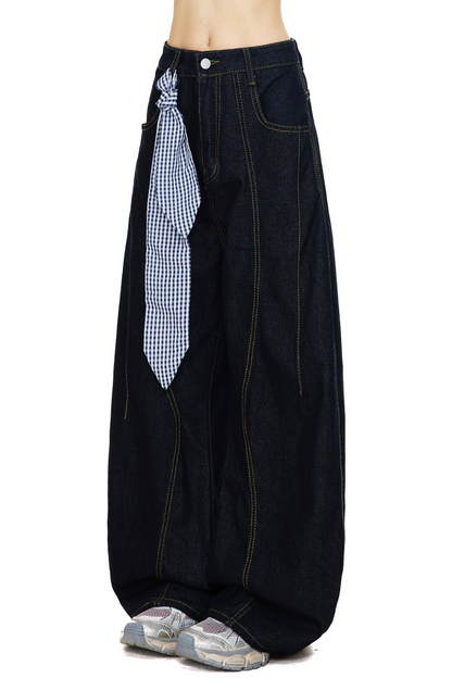 Ribbon Design Denim Pants