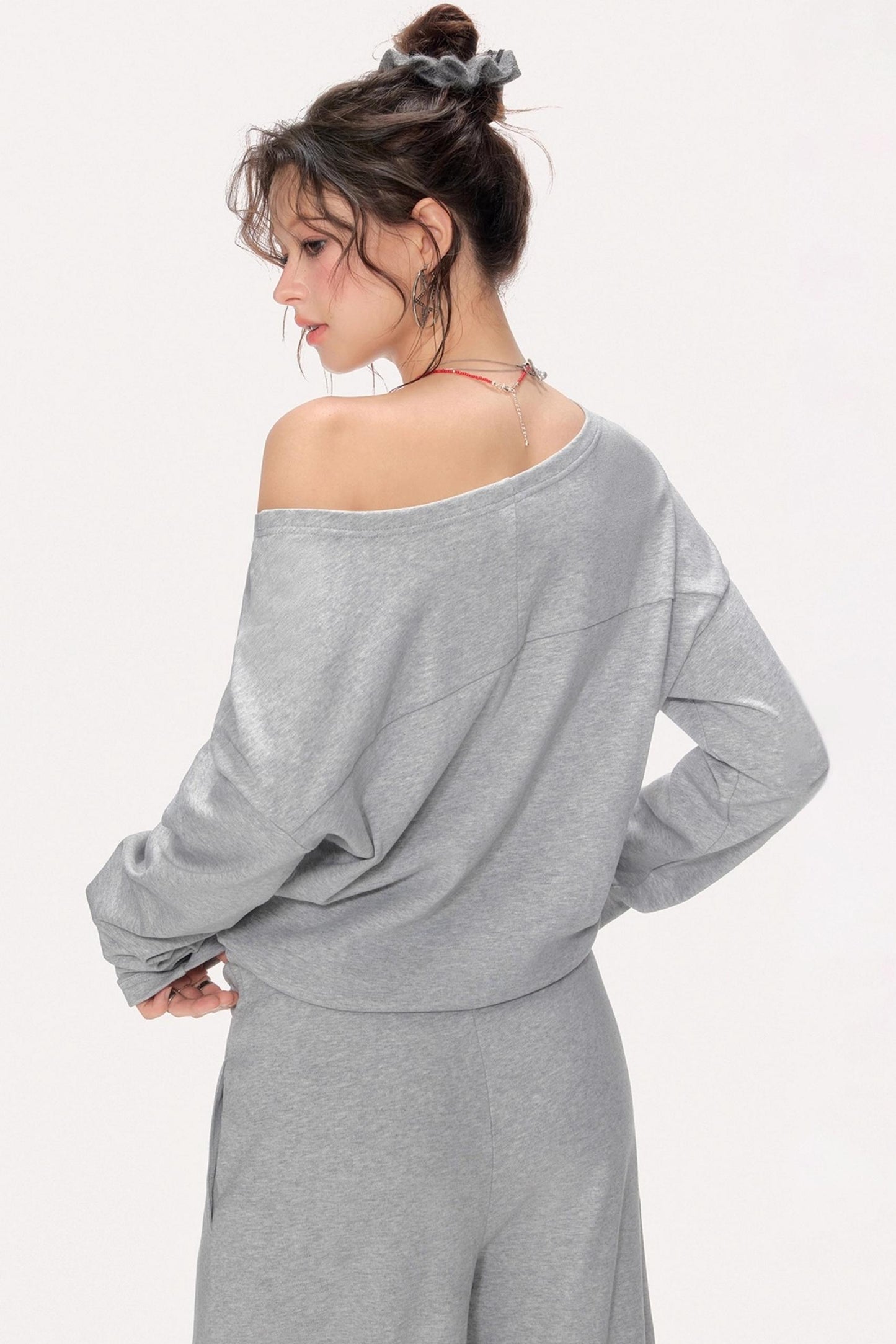Lazy Shoulder Sweatshirt Set