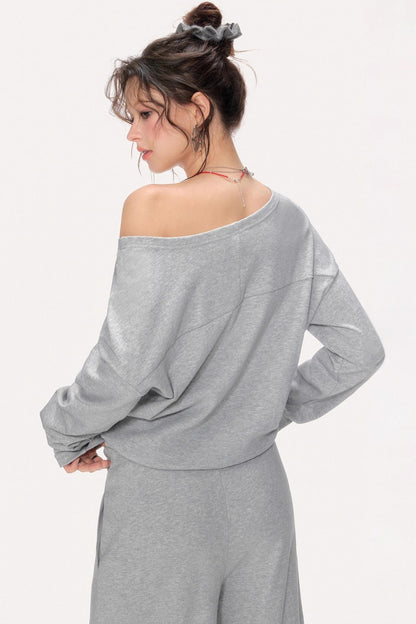 Lazy Shoulder Sweatshirt Set
