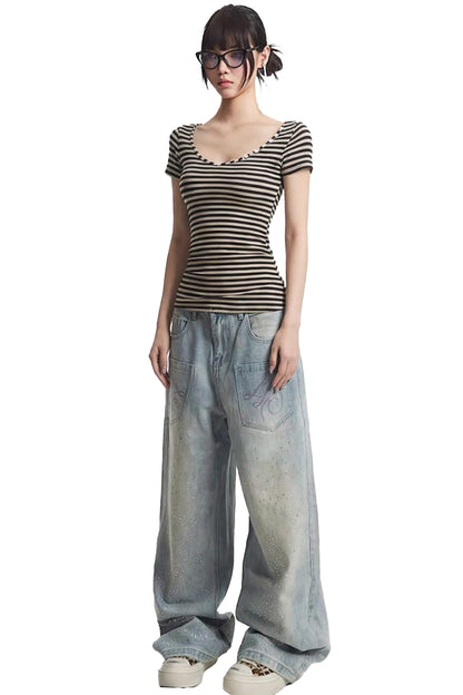 Retro Striped Slim-Fit T-Shirt