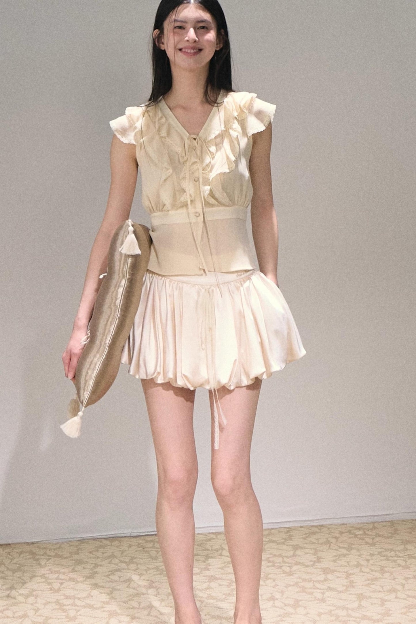 River Ruffle Sleeveless Waist Cinched Top