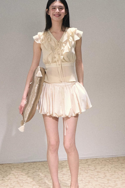 River Ruffle Sleeveless Waist Cinched Top