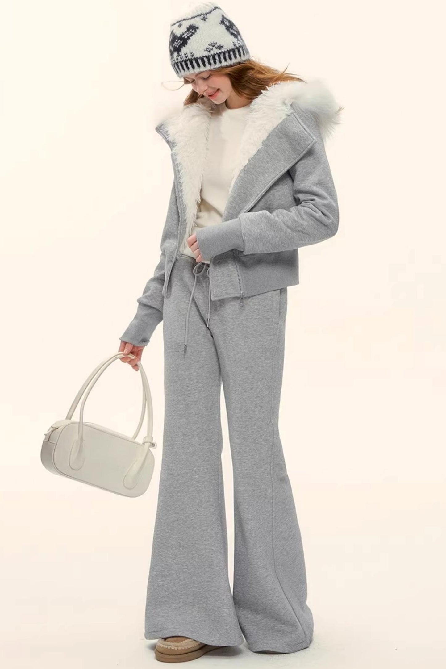 Fleece-Lined Flared Casual Pants