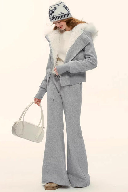 Fleece-Lined Flared Casual Pants