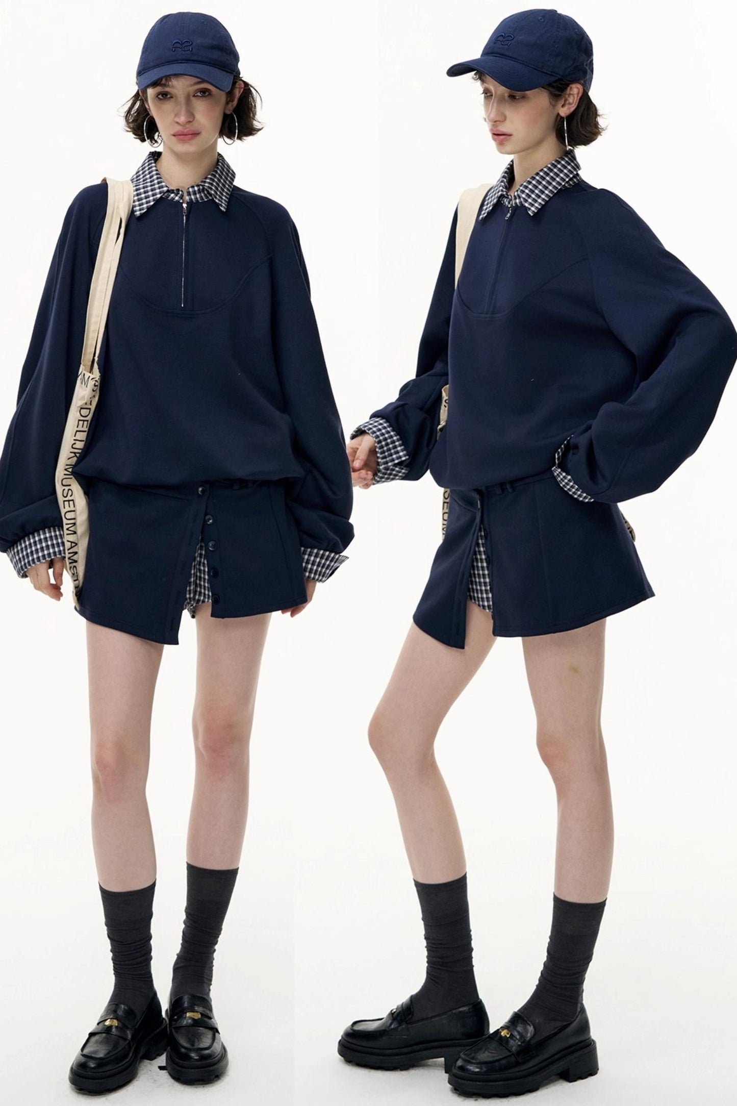 Patchwork Pullover Sweatshirt Set-Up