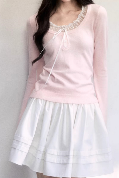 Spitzenstrickoberteil Spring Mist