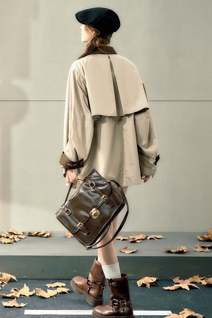 Retro Waisted Trench Coat