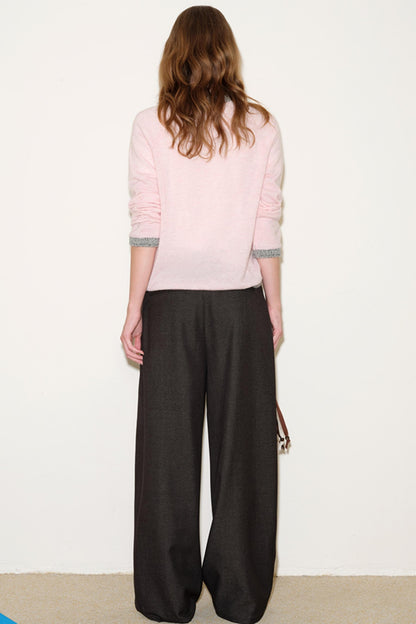 Pleated Straight-Leg Suit Pants