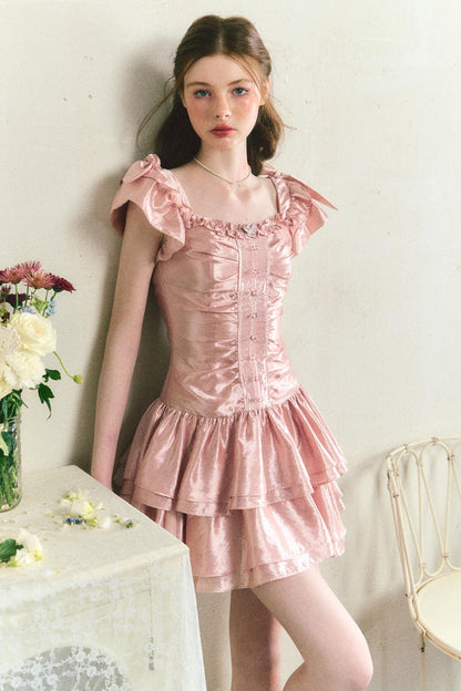 Birthday Cake Pink Pleated Dress