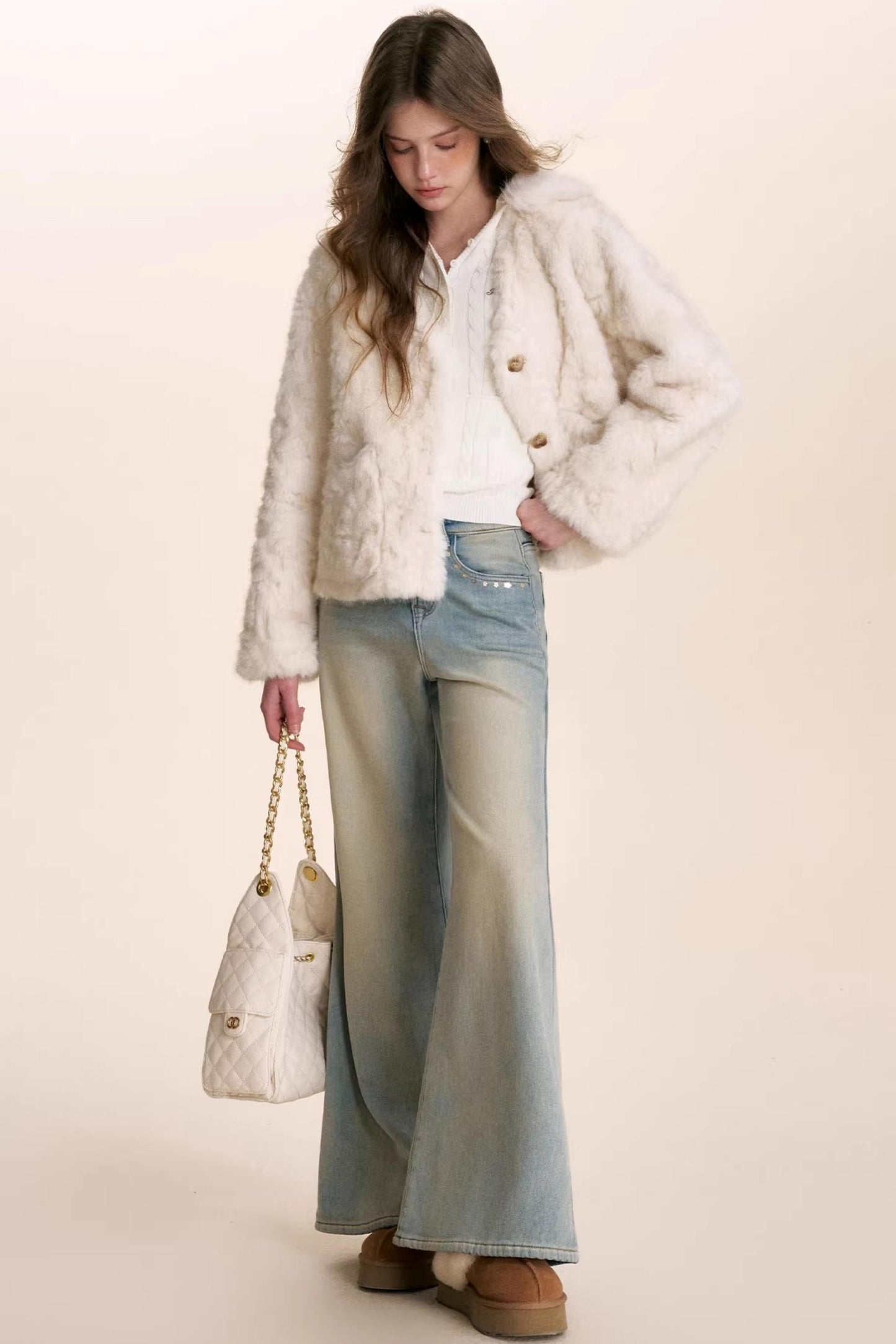 Plush Winter Fur Collar Sweater