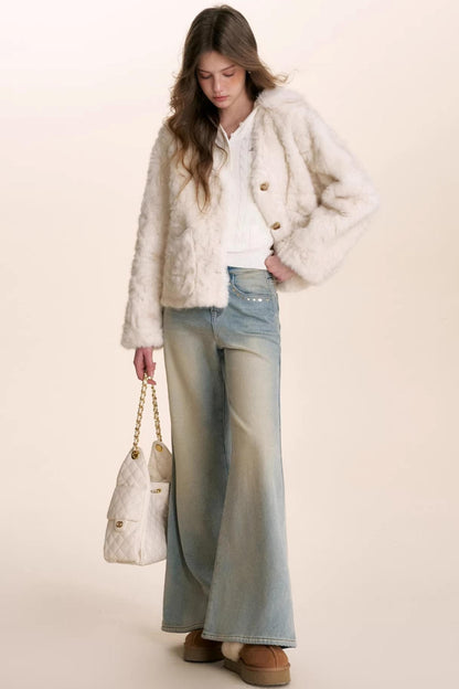 Plush Winter Fur Collar Sweater