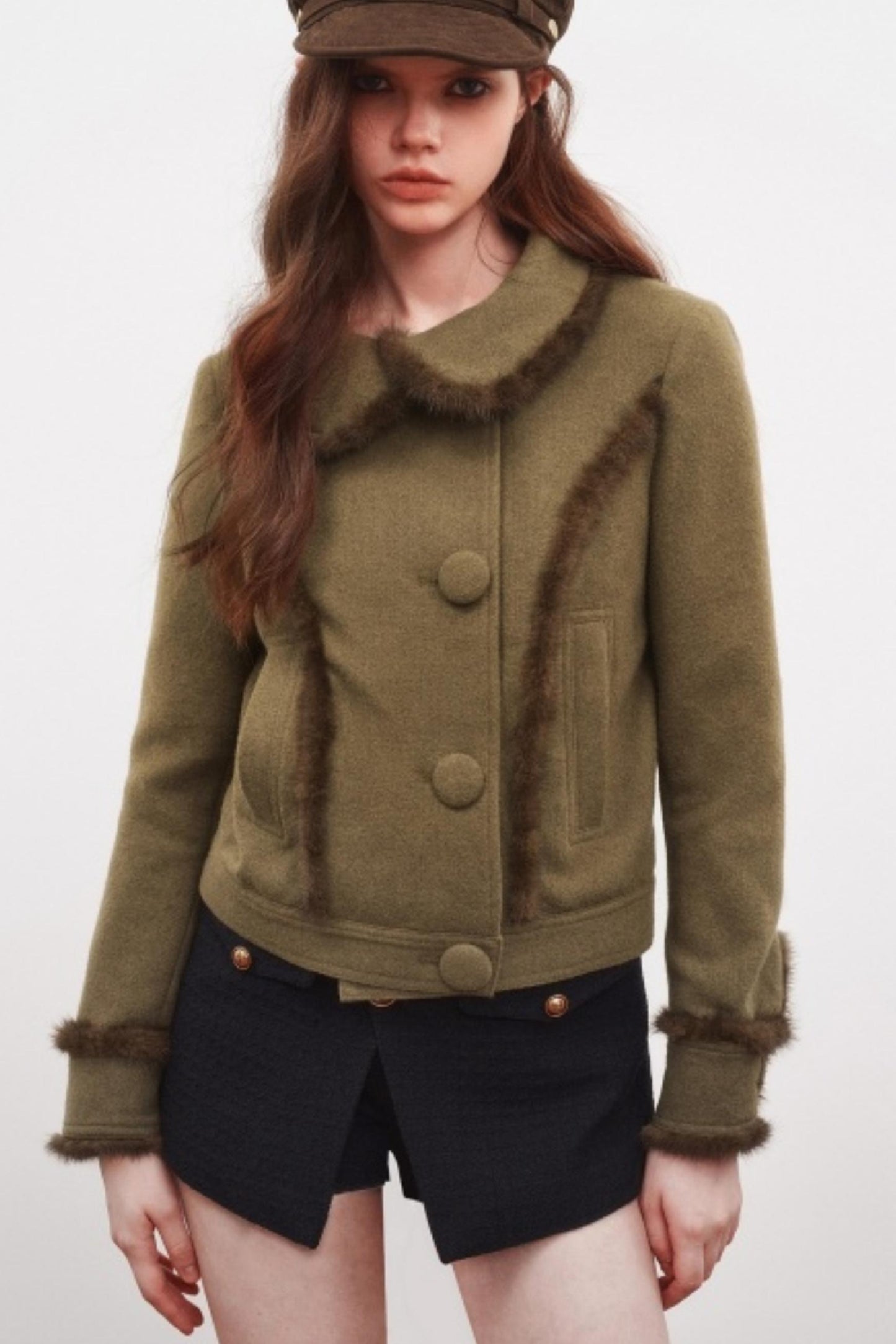 Warm Mink Fur Woolen Short Coat