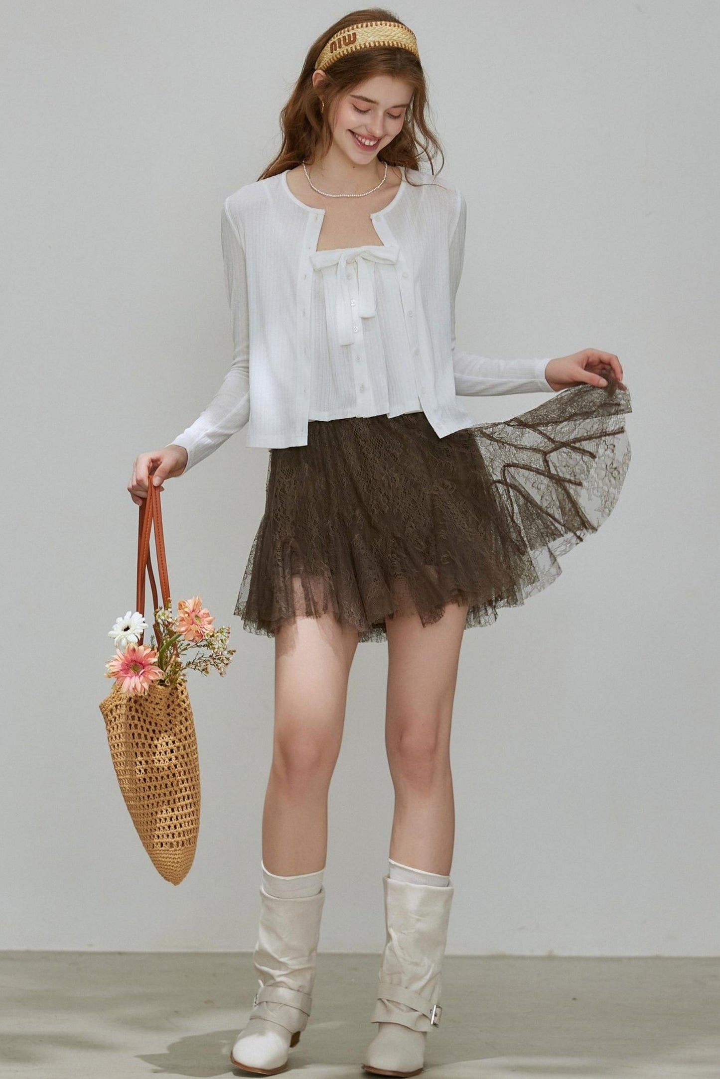 Cropped Cardigan Camisole Knit Set-Up