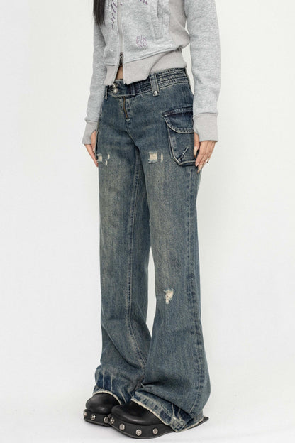 Retro Low-Rise Flared Jeans