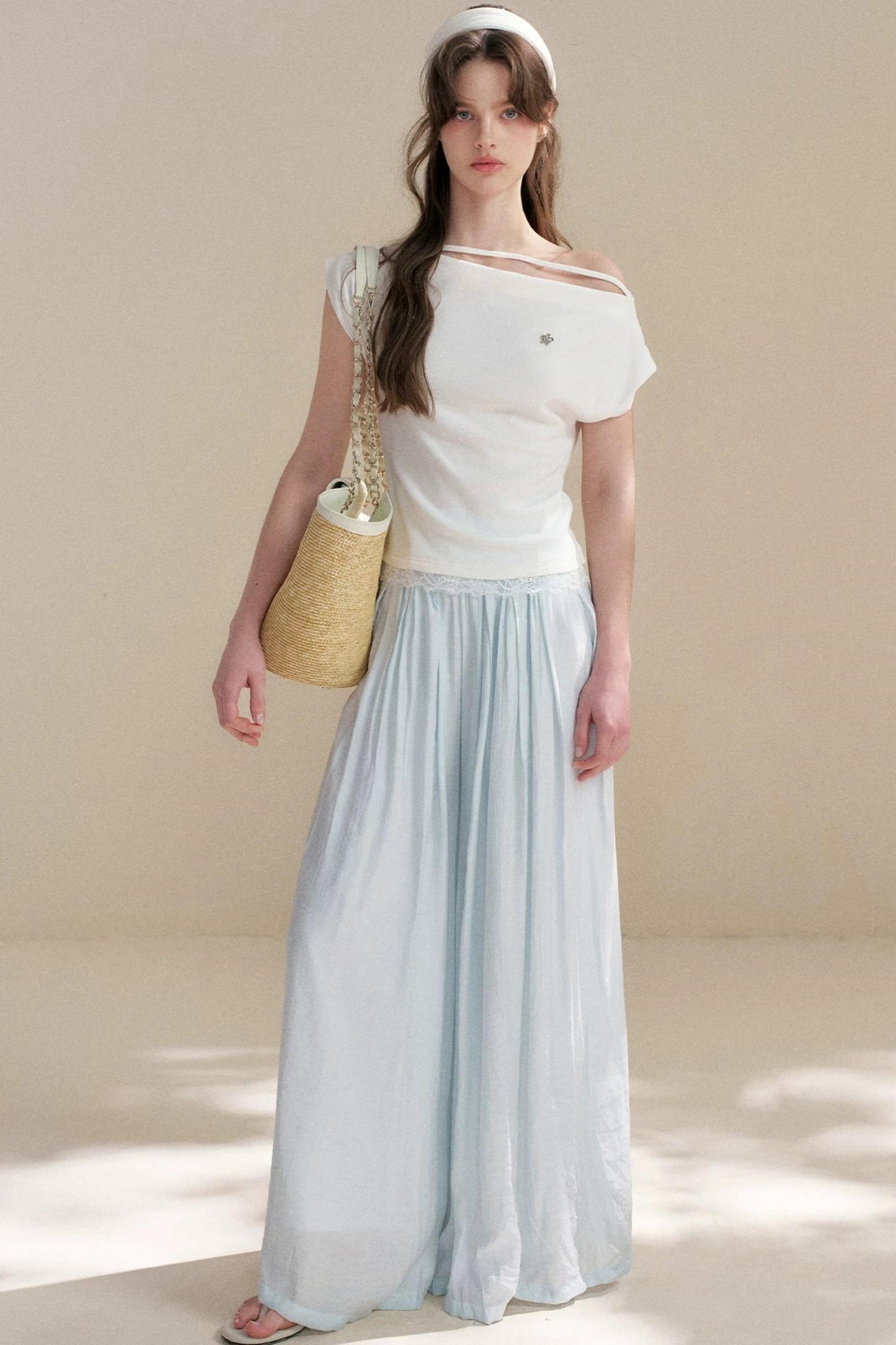 French Lace Off-Shoulder T-Shirt