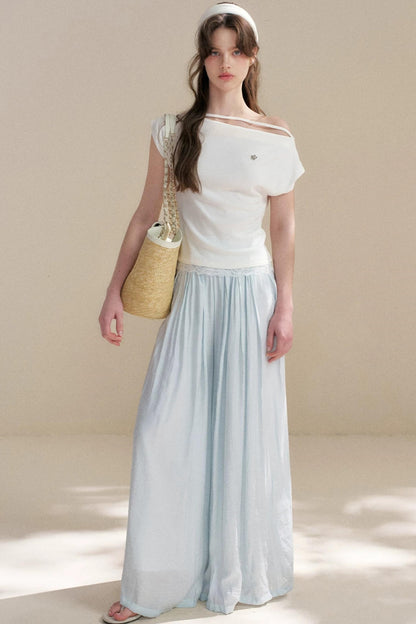 French Lace Off-Shoulder T-Shirt