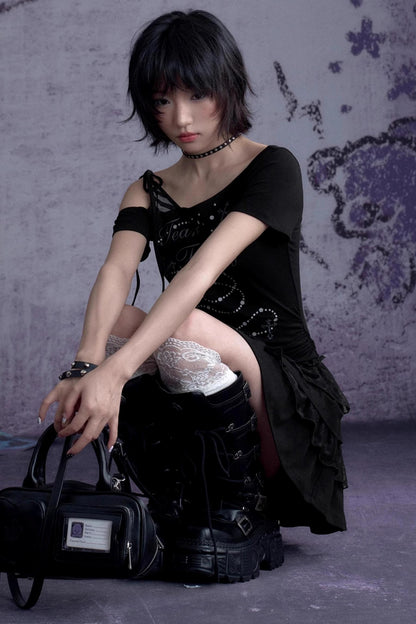 Slash Print Patchwork Dress