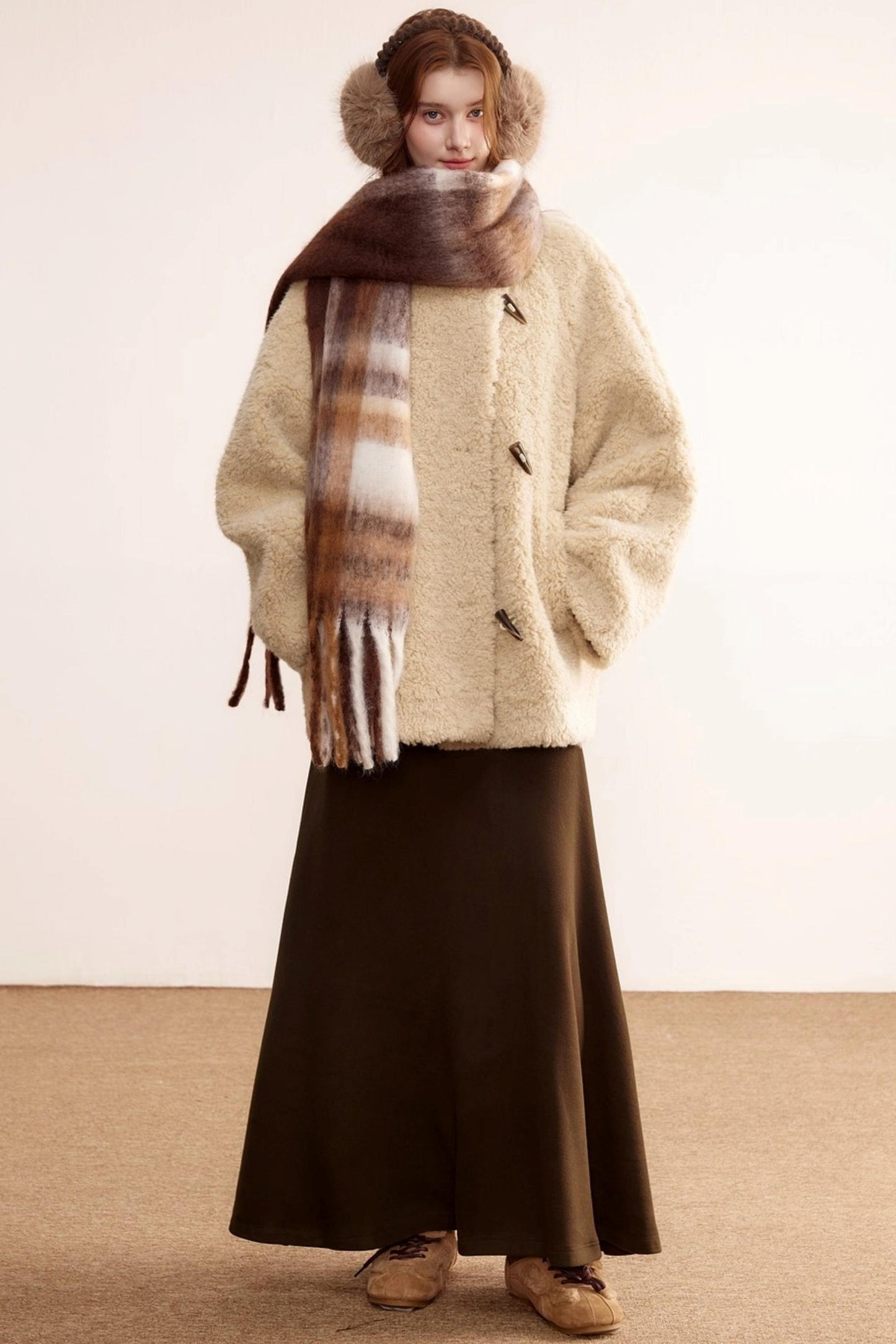 Stand-Up Collar Faux Shearling Coat