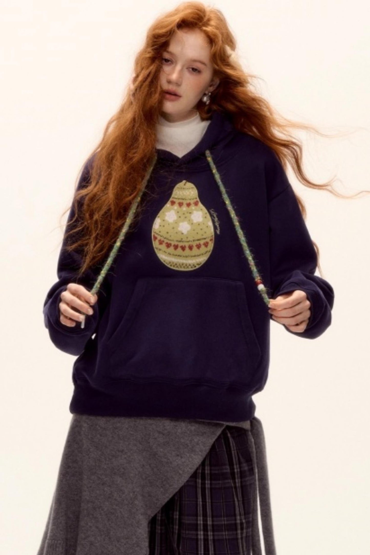 Brushed Fair Isle Knit Hoodie Sweater