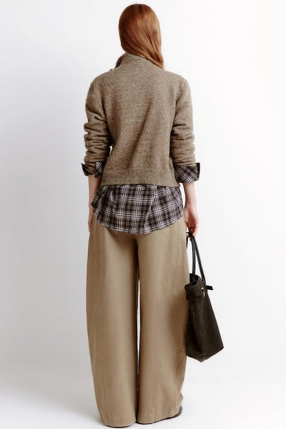 Variegated Zipper Wool Knit Cardigan