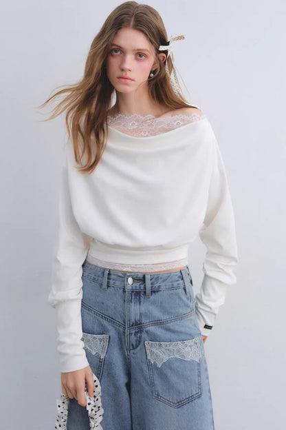 Lace Patchwork Turtleneck Top