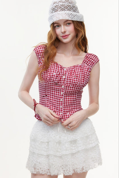 Vintage V-Neck Cotton Blouse